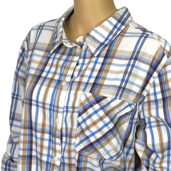 Time And Tru Womens XXL 20 Long Sleeve Button Up Flannel Plaid Shirt Blouse - Picture 6 of 12